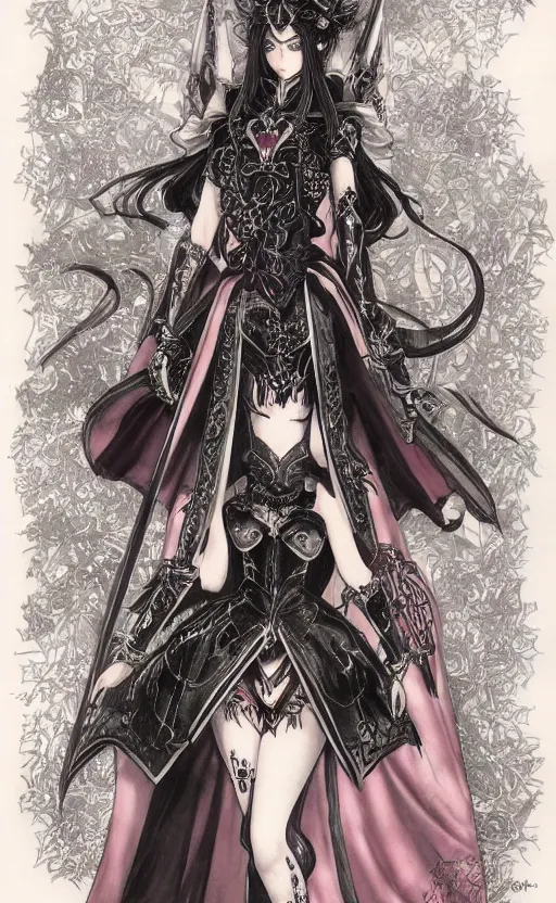 Image similar to Alchemy Imperial Princess knight gothic girl . By amano yoshitaka, highly detailded