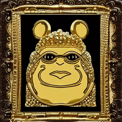 Prompt: super rich luxury gold pepe