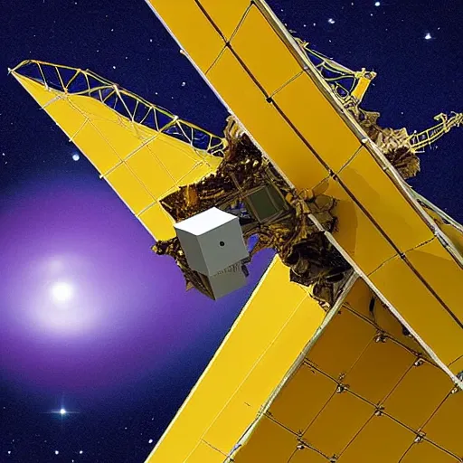 Prompt: “the james webb telescope in outer space, beautiful digital art”