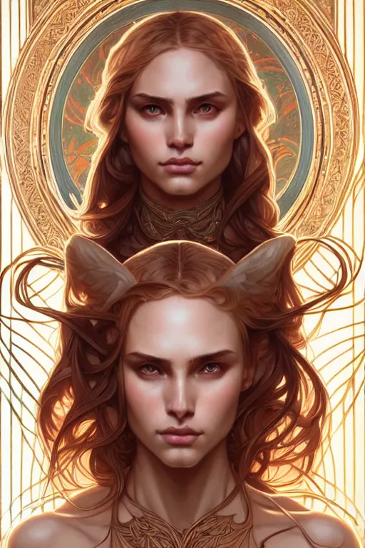 Image similar to symmetry!! intense fanart of acotar protagonist, intricate, elegant, highly detailed, my rendition, digital painting, artstation, concept art, smooth, sharp focus, illustration, art by artgerm and greg rutkowski and alphonse mucha