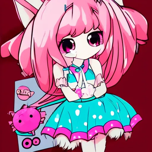 Image similar to pink chibi bunny mecha cute 90s girlboss