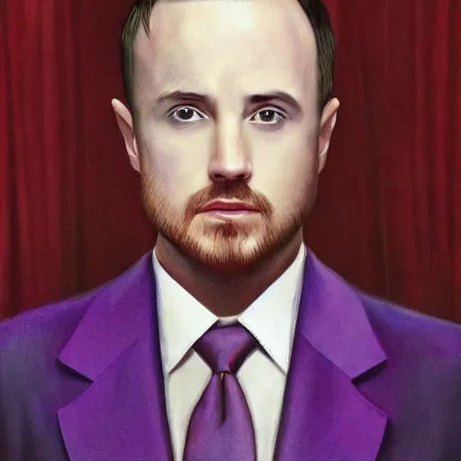 Prompt: Official Portrait of Jesse pinkman 47th President of the United States, Highly Detailed, Formal, Purple Tie