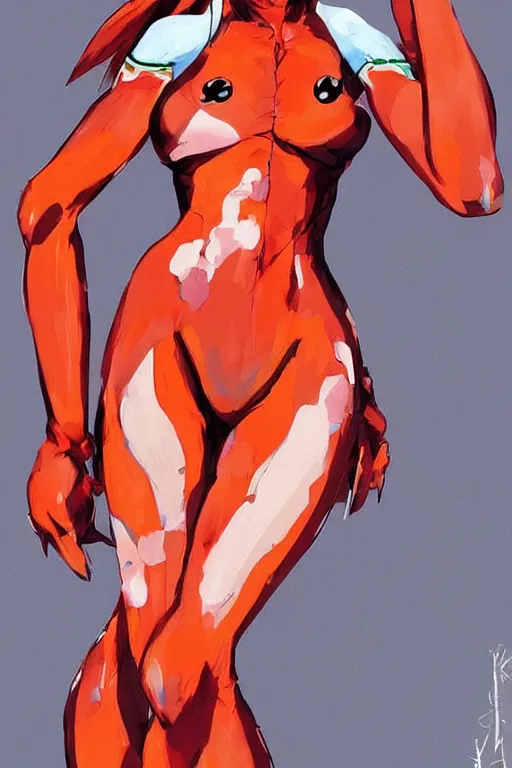 Image similar to a ultradetailed full body painting of asuka langley from evangelion, by conrad roset, greg rutkowski and ilya kuvshinov trending on artstation