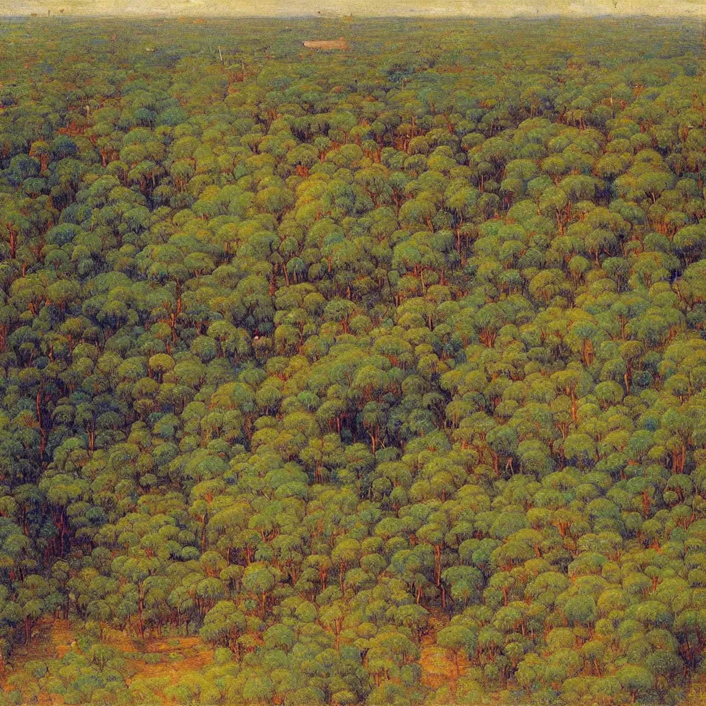 Prompt: the forests of Dahomey in Benin, from above, 1905, colorful highly detailed oil on canvas, by Ilya Repin