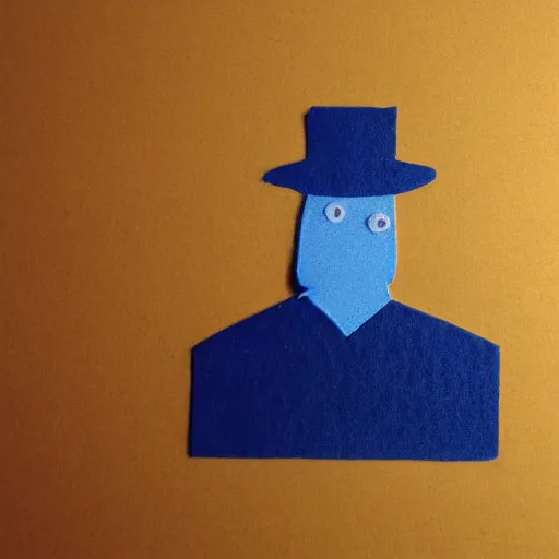 Image similar to blue stickman with hat black background 8 k