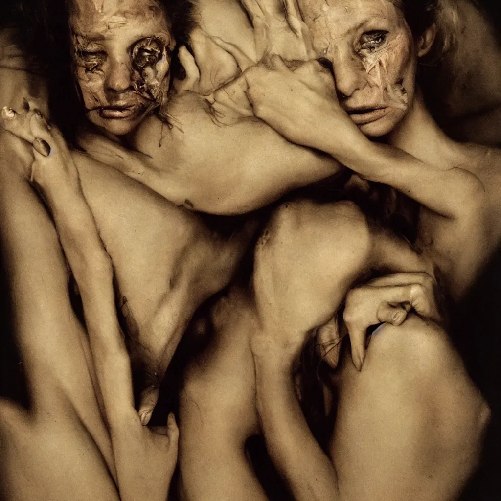 Image similar to award-winning candid photograph by Annie Leibovitz Roger Deakins of a beautiful woman infected by night, incredibly detailed, beautifully infected, studio portrait, anatomically correct, vivid color