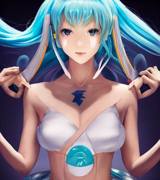 Prompt: Anime art very tempting Hatsune miku by artgerm, Julie Bell, magali villeneuve, Gil Elvgren, Earl Moran, Enoch Bolles, symmetrical shoulders