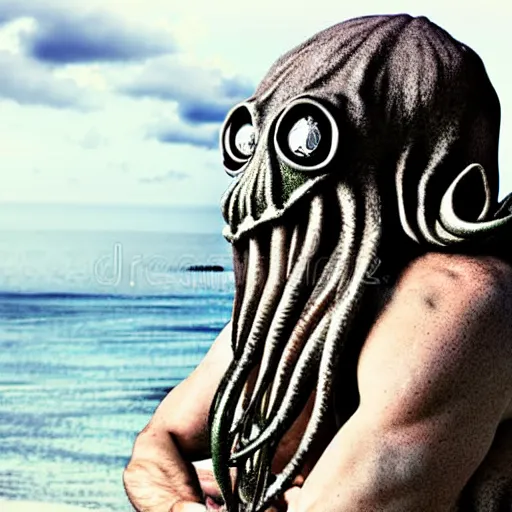 Image similar to cthulhu wearing jorts, high-quality stock photo