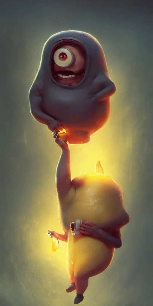 A Isolated Giant Minion Blob holding a screaming, Stable Diffusion