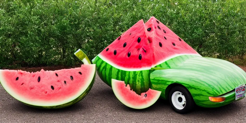 Prompt: watermelon car