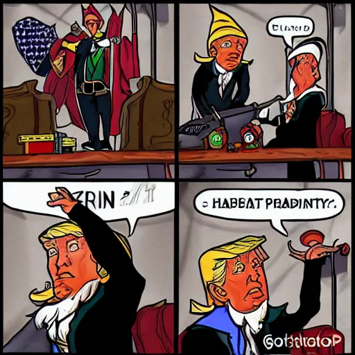 Image similar to fantasy elf wizard as president donald trump
