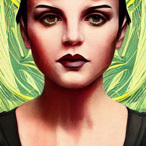 Image similar to an art nouveau, ( streamline moderne ), multi - racial portrait in the style of vitaly bulgarov. very large, clear, expressive, and intelligent eyes. centered, ultrasharp focus, dramatic lighting, photorealistic digital matte painting, intricate symmetrical ultra detailed background.