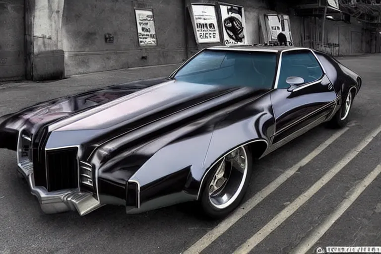 Image similar to cyberpunk version of a 1 9 7 2 buick riviera