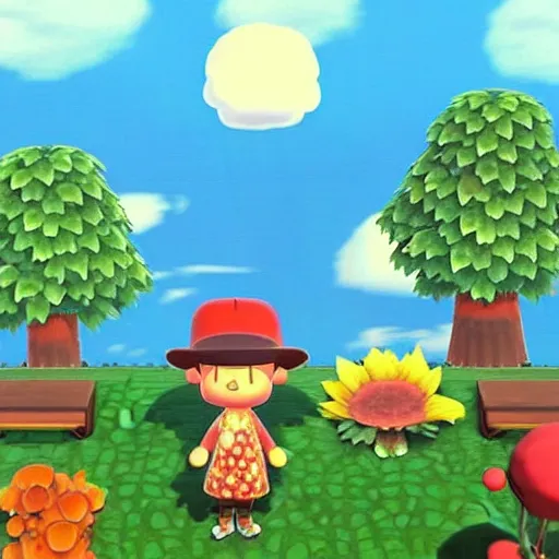 Image similar to picture of a nuclear explosion test in animal crossing new leaf
