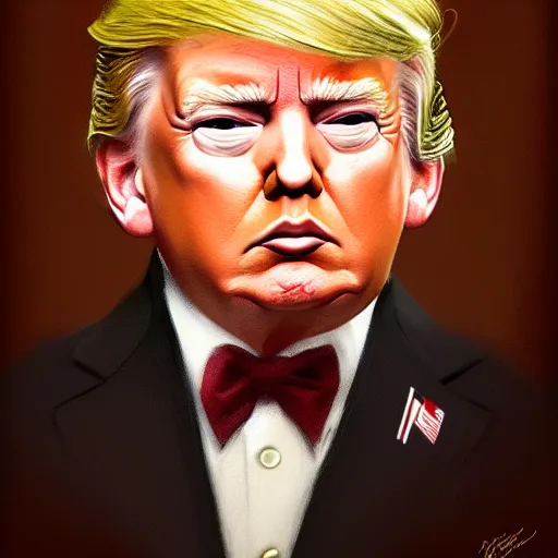 Image similar to portrait donald trump as a baby, fine art, award winning, subtle earthy tones, intricate, elegant, sharp focus, cinematic lighting, digital painting, 8 k concept art, by michael hussar and greg manchess and brom and z. w. gu, 8 k