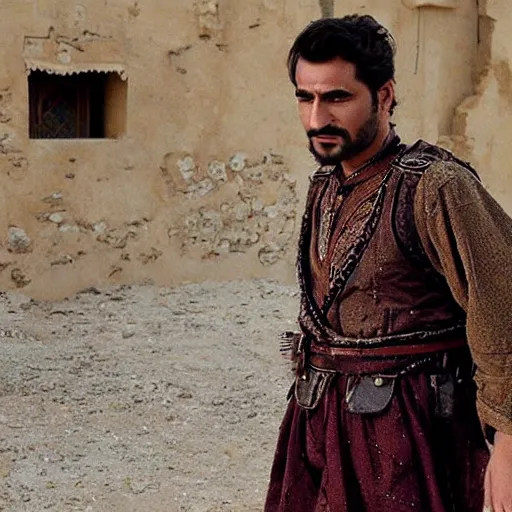 Image similar to Kurdish shephard wearing Kurdish clothes in a movie directed by Christopher Nolan, movie still frame, promotional image, imax 70 mm footage