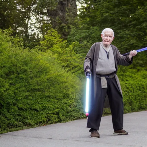 Image similar to elderly man with lightsaber, canon eos r 3, f / 1. 4, iso 2 0 0, 1 / 1 6 0 s, 8 k, raw, unedited, symmetrical balance, in - frame