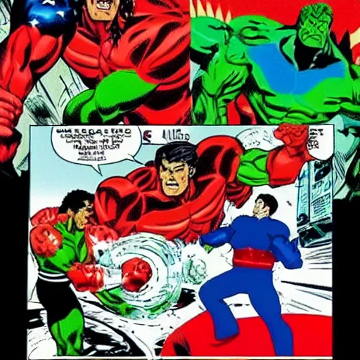 Prompt: Captain Planet v. Ronald Reagan, Frank Miller, epic fight