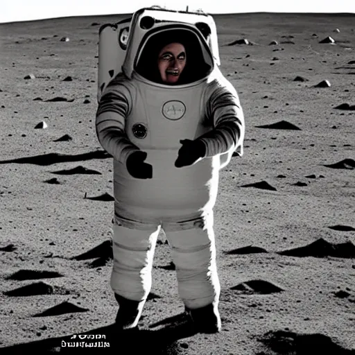 Image similar to gru from despicable me on the moon, nasa footage