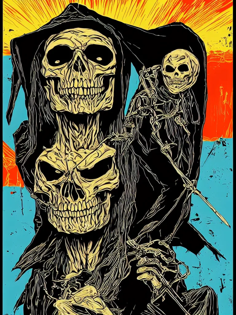 Image similar to portrait of skeletor, poster, fear, ominous, danger, by shepard fairey