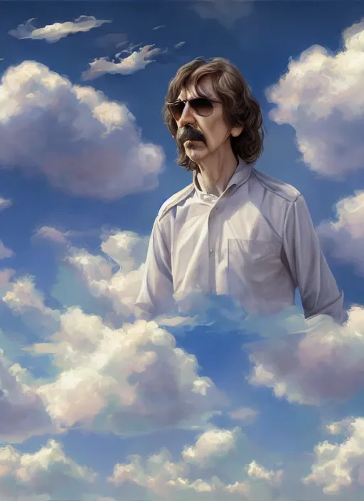 Image similar to george harrison, sky and clouds background, digital artwork by artgerm and lily abdullina, wpol and sarasti, donato giancola and android jones, artstation