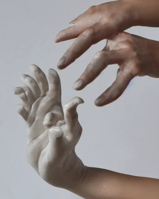 Prompt: beautiful marble sculpture of a woman's elegant hand, hyperreal