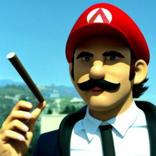 Image similar to mario smoking a cigarette in the film persona 1 9 6 6