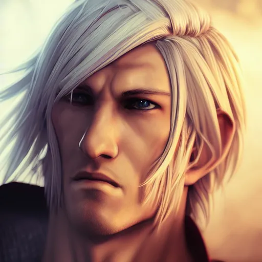 Prompt: portrait of thancred, digital illustration, by yusuke mogi, heise jinyao, feimo, intricate, sharp focus, epic dramatic lighting, backlit, strong rim light, trending on artstation, 8 k