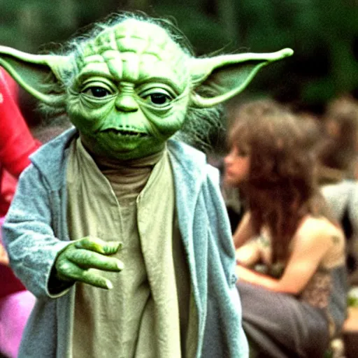 Image similar to yoda performing at woodstock