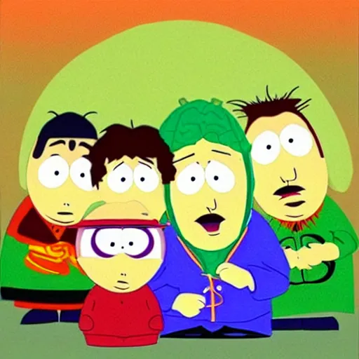 Prompt: “ veggie tales in south park ”