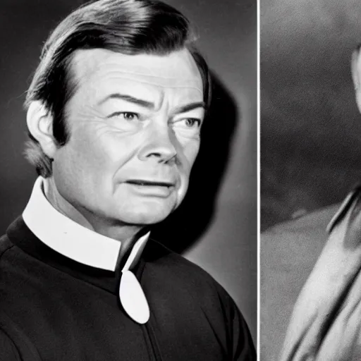 Image similar to photo of a person who looks like a mixture between deforest kelley and james doohan