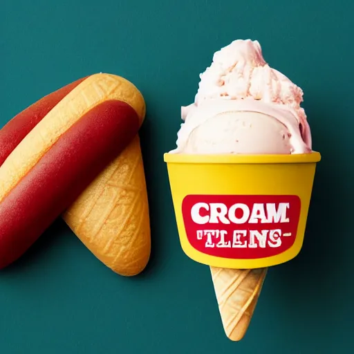 Prompt: an icecream with hot dog taste,