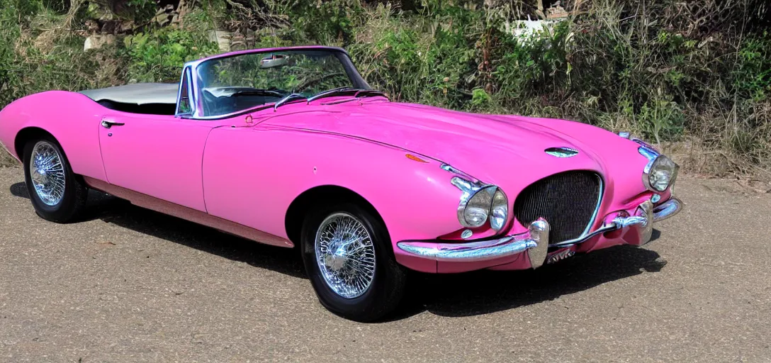 Prompt: pink jaguar 1 9 6 6