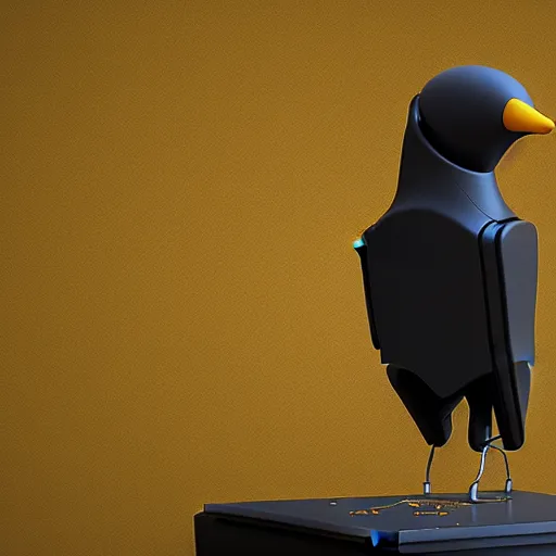 Image similar to a robotic corvid, vray, 55mm