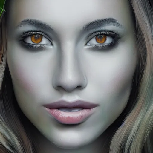 Image similar to a female model inspired by Avocado, highly detailed, photorealistic, digital painting, 8k resolution