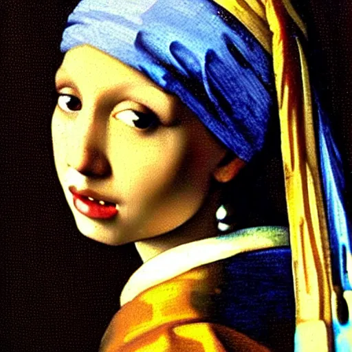 Prompt: A Renaissance portrait painting of Tupac Shakur as the Girl with the pearl earring by Johannes Vermeer. Tupac