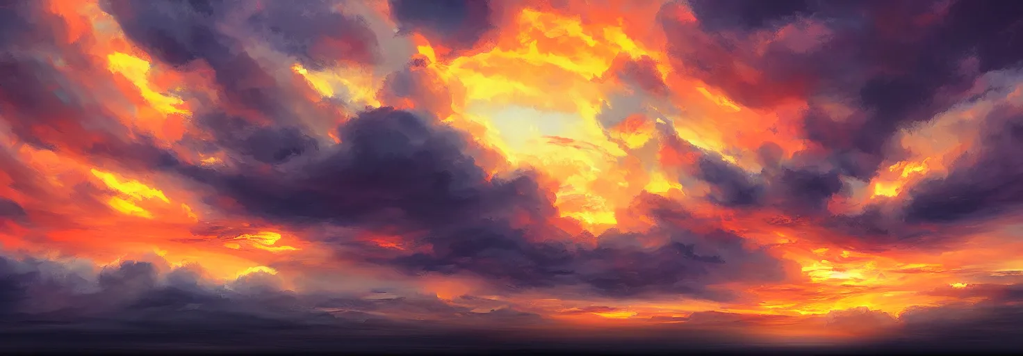 Image similar to epic clouds on sunset, higfly detailed, digital painting, dramatic light