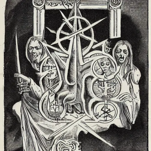 Prompt: found pages from a satanic occult textbook written in the 1 9 2 0 ’ s. pictures, diagrams