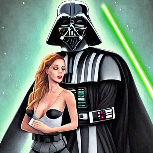 Image similar to jennifer ashley book cover, darth vader romance with yoda.