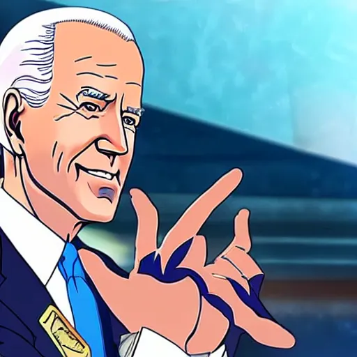 Prompt: Joe Biden as a Jojo character, anime key visual