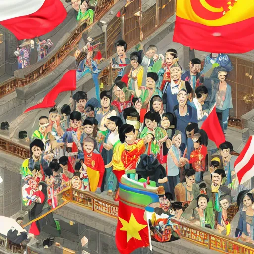 Image similar to Taiwan having a party with china , trending on artstation, detailed illustration