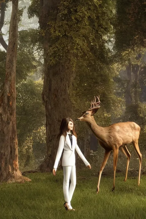 Prompt: a deer wearing a white formal coat, conversing with a crow wearing a red formal coat, hyperrealistic, concept art, octane render, unreal engine 5, trending on DeviantArt, highly detailed, high quality, 8K, soft lighting, cute, natural lighting, realistic face, trending on Artstation, elegant clothes, profile picture, path traced, house background