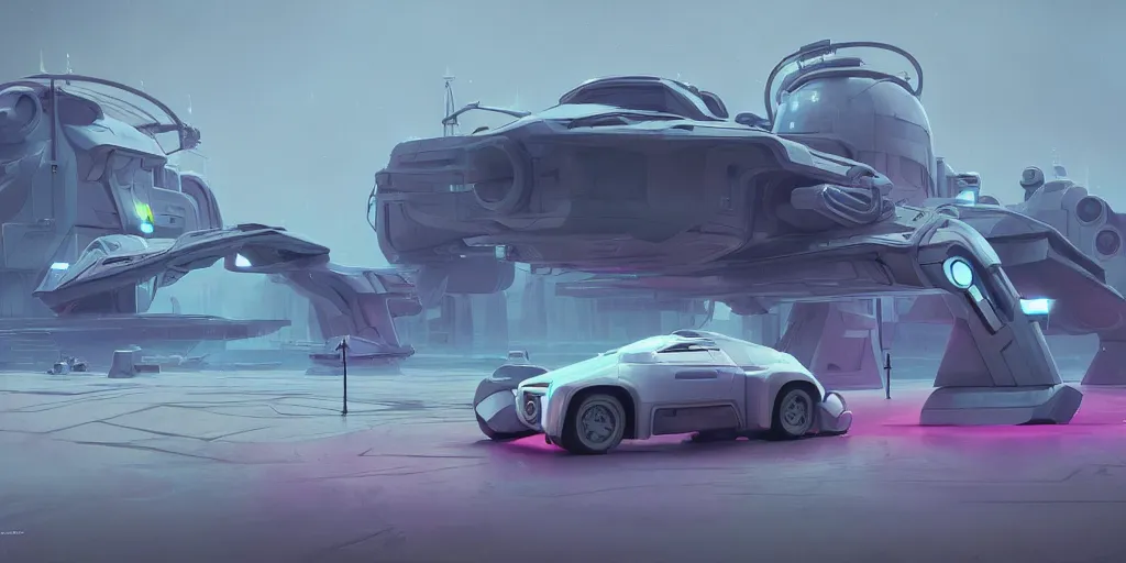 Image similar to Hard Surface Shape Form Exploration, Detailed, 8k, sci-fi, pastel colors, props, panel, concept, simon stalenhag ,syd mead, vehicle, speeder, parts,modular, insane detail, spaceship , complex geometry, mega collection, Star Wars