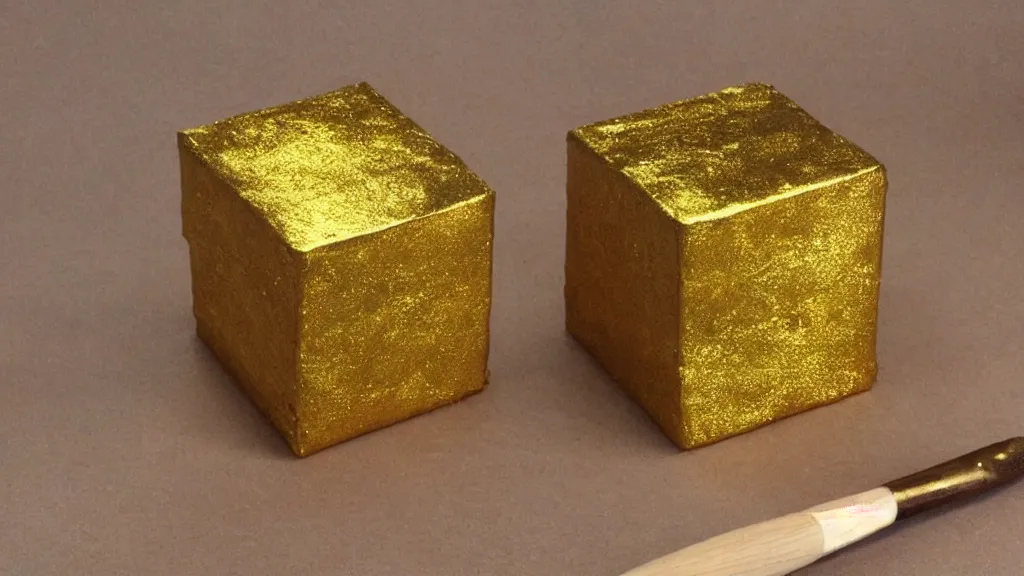 Prompt: a golden cube keum - boo gilding technique