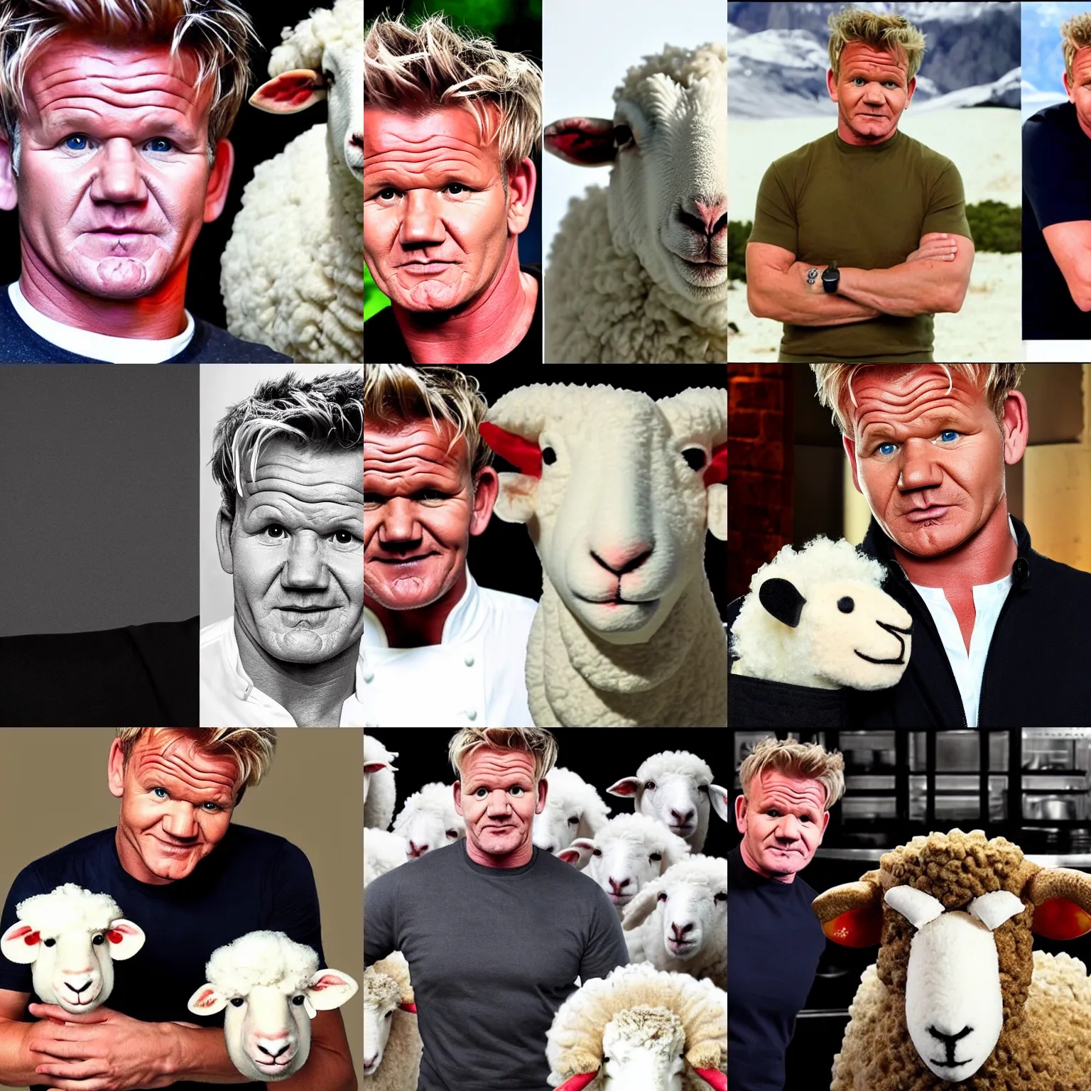 Prompt: gordon ramsay with face of a sheep