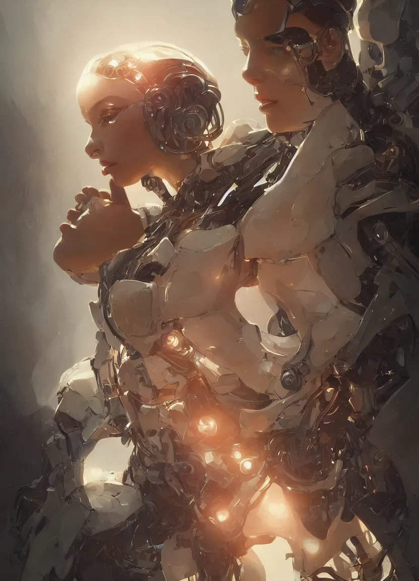 Prompt: cyborg ray kurzweil sentient ai, elegant, highly detailed, digital painting, artstation, concept art, matte, sharp focus, illustration, art by artgerm and greg rutkowski and alphonse mucha