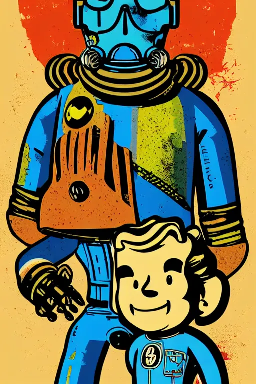 Image similar to fallout 7 6 retro futurist illustration art by butcher billy, sticker, colorful, illustration, highly detailed, simple, smooth and clean vector curves, no jagged lines, vector art, smooth andy warhol style