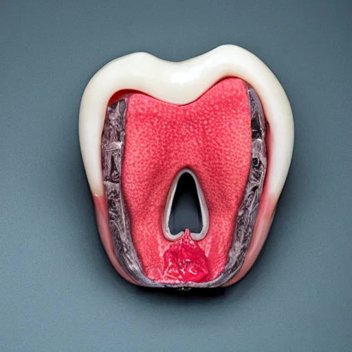 Prompt: a mouth filled with broken teeth