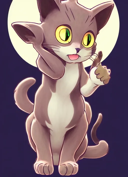 Image similar to cute cat sticker design, natural lighting, path traced, highly detailed, high quality, digital painting, by don bluth and ross tran and studio ghibli and alphonse mucha, artgerm