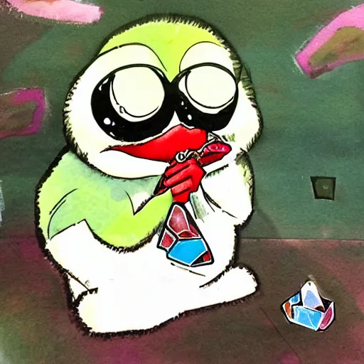 Image similar to pepe eating crystals